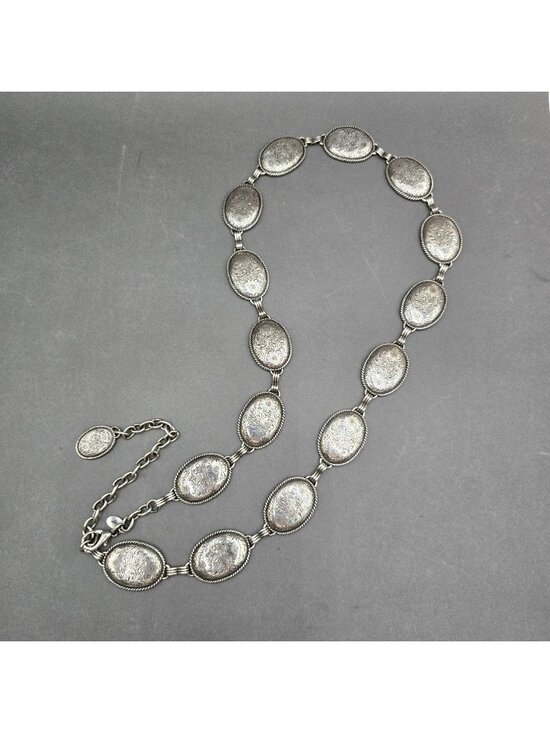 Tony Lama Accessories - Tony Lama Nicole Concho Link Belt XL Silver Tone Western Floral Engraved 36"-42"